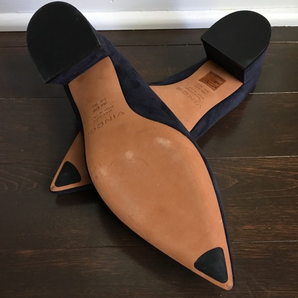 NWT Vince Ralston Navy Blue Suede Slip On Mule - Picture 13 of 15